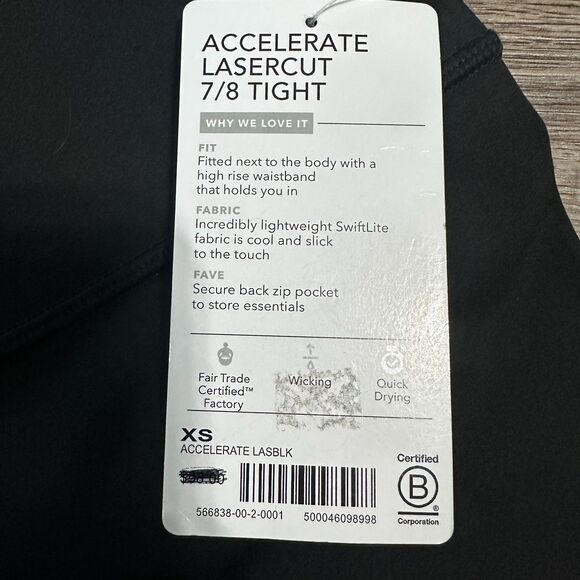 NWT Athleta Accelerate Lasercut 7/8 Tights Size XS Black Extra Small - Picture 2 of 3